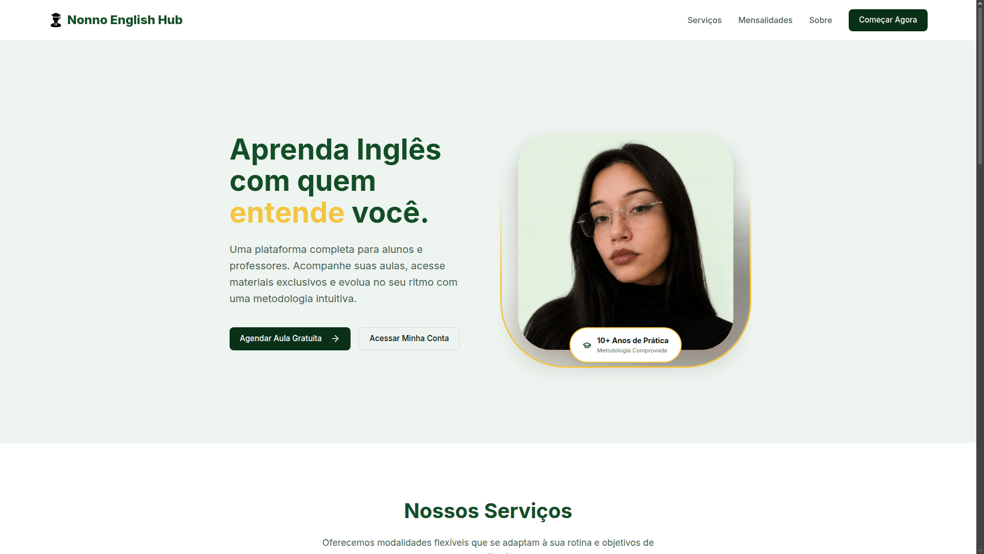 Captura do projeto NonnoEnglishHub